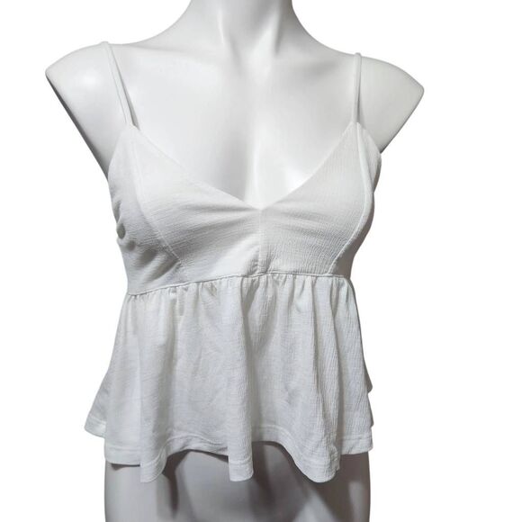 Zara Trafaluc white summer top tie back spaghetti strap top small - Picture 1 of 6